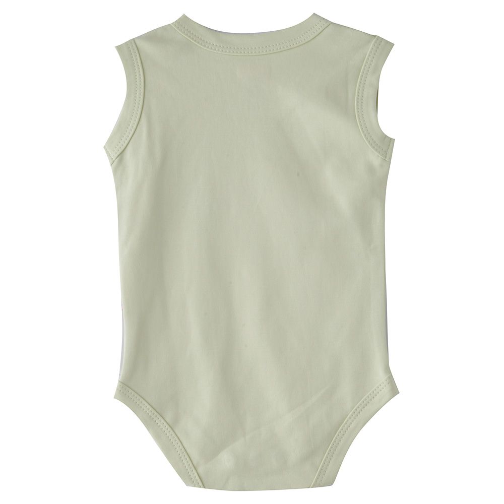 Smart Baby - Baby Boy Placement Embroidery Sleeveless Bodysuit - Green