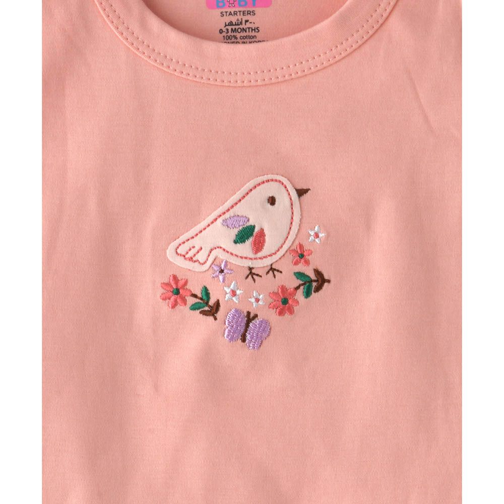 Smart Baby - Baby Girl Bird Embroidery Sleeveless Vest - Pink