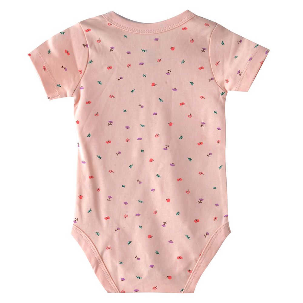 Smart Baby - Baby Girl Printed Short Sleeve Bodysuit - Pink