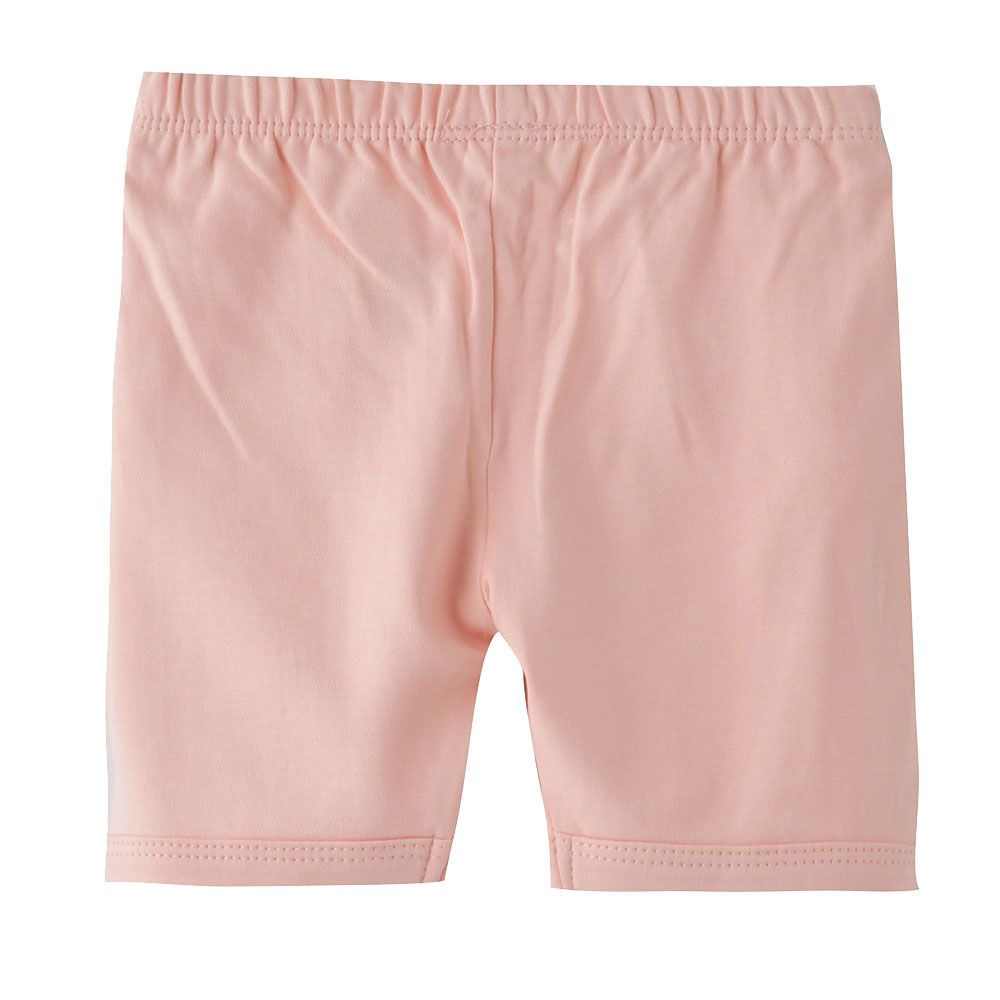 Smart Baby - Baby Girl Plain Placement Bird Print Shorts - Pink