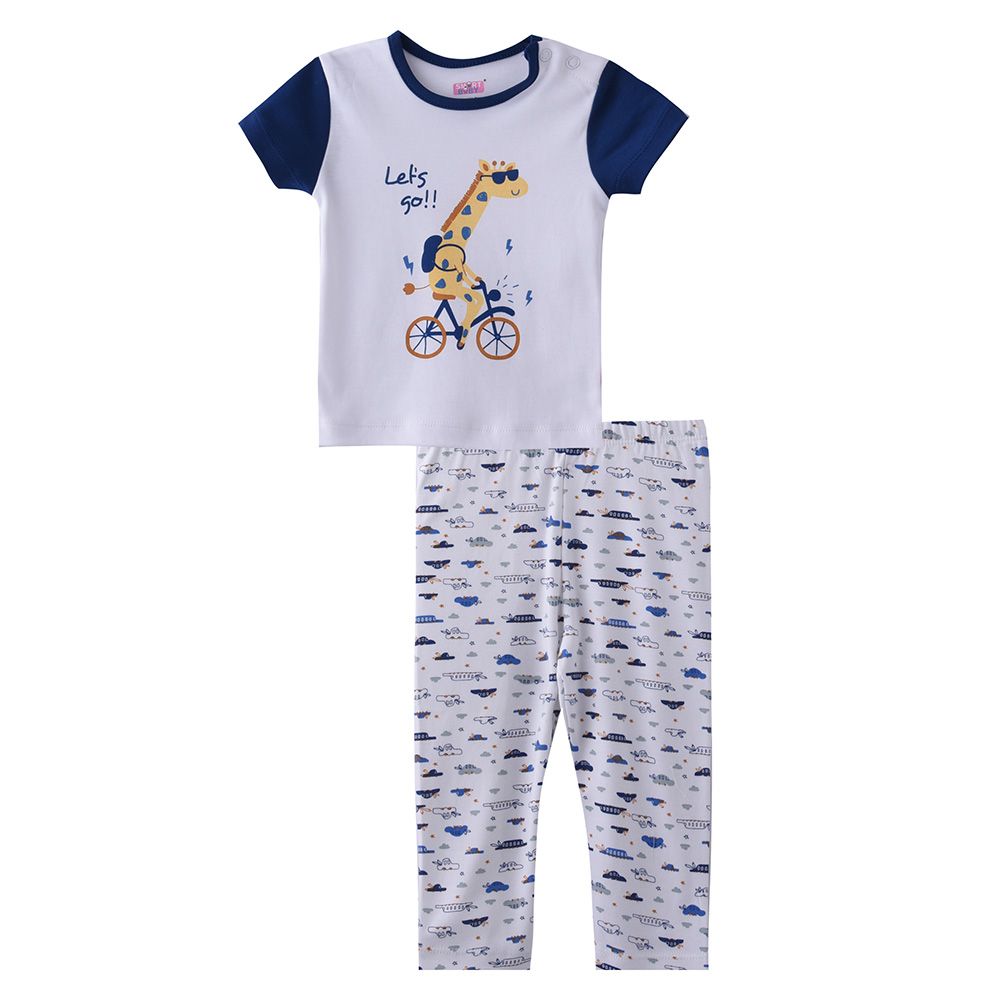 Smart Baby - 2pc-Set - Baby Boy Short Sleeve T-Shirt And Pyjama - Navy Blue