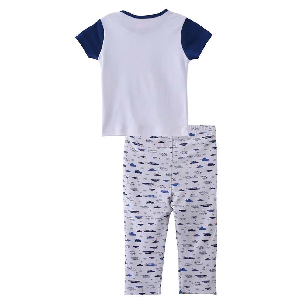 Smart Baby - 2pc-Set - Baby Boy Short Sleeve T-Shirt And Pyjama - Navy Blue