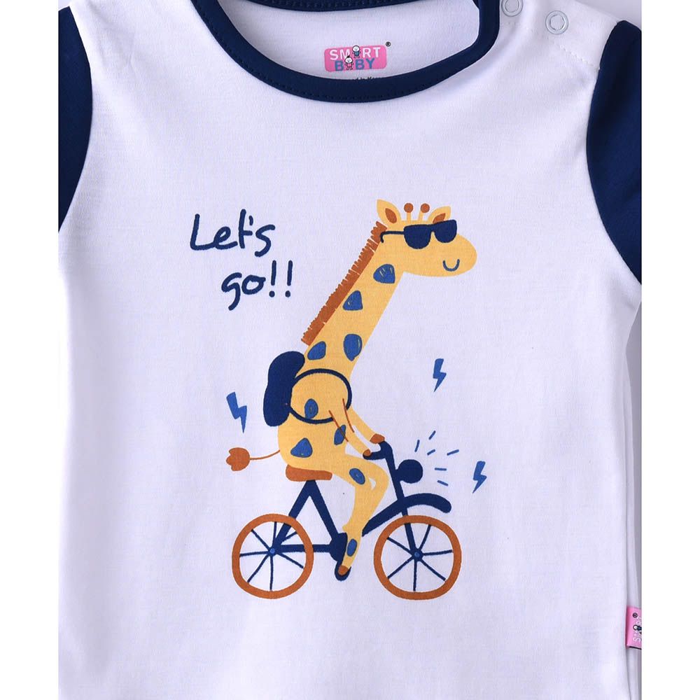 Smart Baby - 2pc-Set - Baby Boy Short Sleeve T-Shirt And Pyjama - Navy Blue