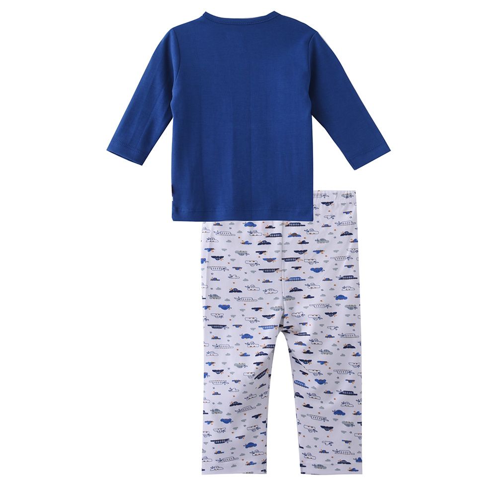 Smart Baby - 2pc-Set - Baby Boy Full Sleeve T-Shirt And Pyjama - Blue