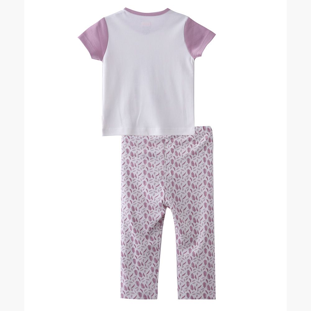 Smart Baby - 2pc-Set - Baby Girl Short Sleeve T-Shirt And Pyjama - Lavender