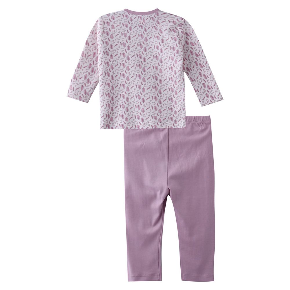 Smart Baby - 2pc-Set - Baby Girl Full Sleeve T-Shirt And Pyjama - Lavender