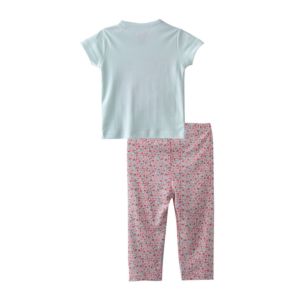 Smart Baby - 2pc-Set - Baby Girl Short Sleeve T-Shirt And Pyjama - Mint