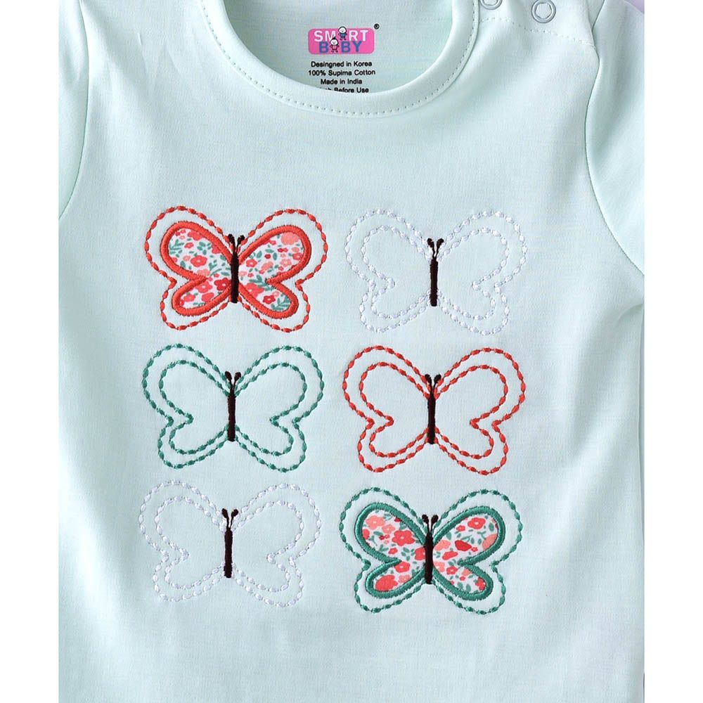 Smart Baby - 2pc-Set - Baby Girl Short Sleeve T-Shirt And Pyjama - Mint