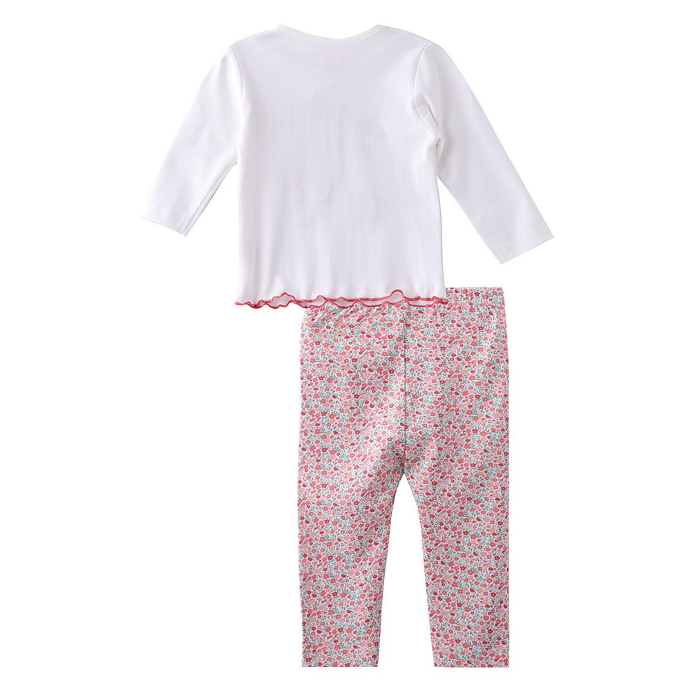 Smart Baby - 2pc-Set - Baby Girl Full Sleeve T-Shirt And Pyjama - White