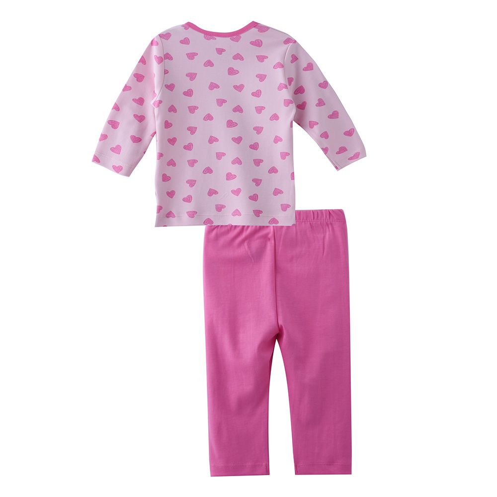 Smart Baby - 2pc-Set - Baby Girl T-Shirt And Pyjama - Pink Hearts