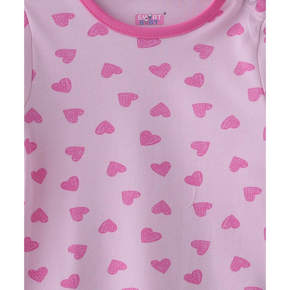 Smart Baby - 2pc-Set - Baby Girl T-Shirt And Pyjama - Pink Hearts