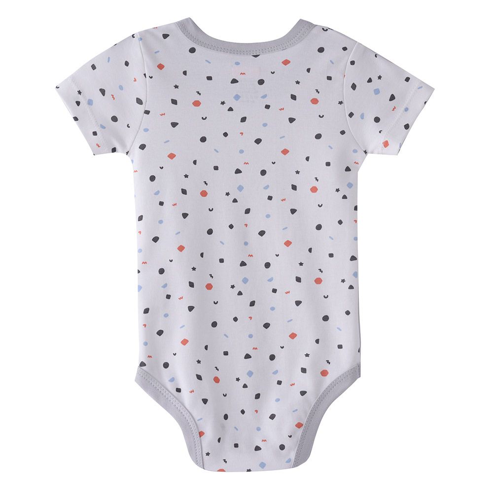 Smart Baby - Baby Boy All Over Printed Half Sleeve Bodysuit - White