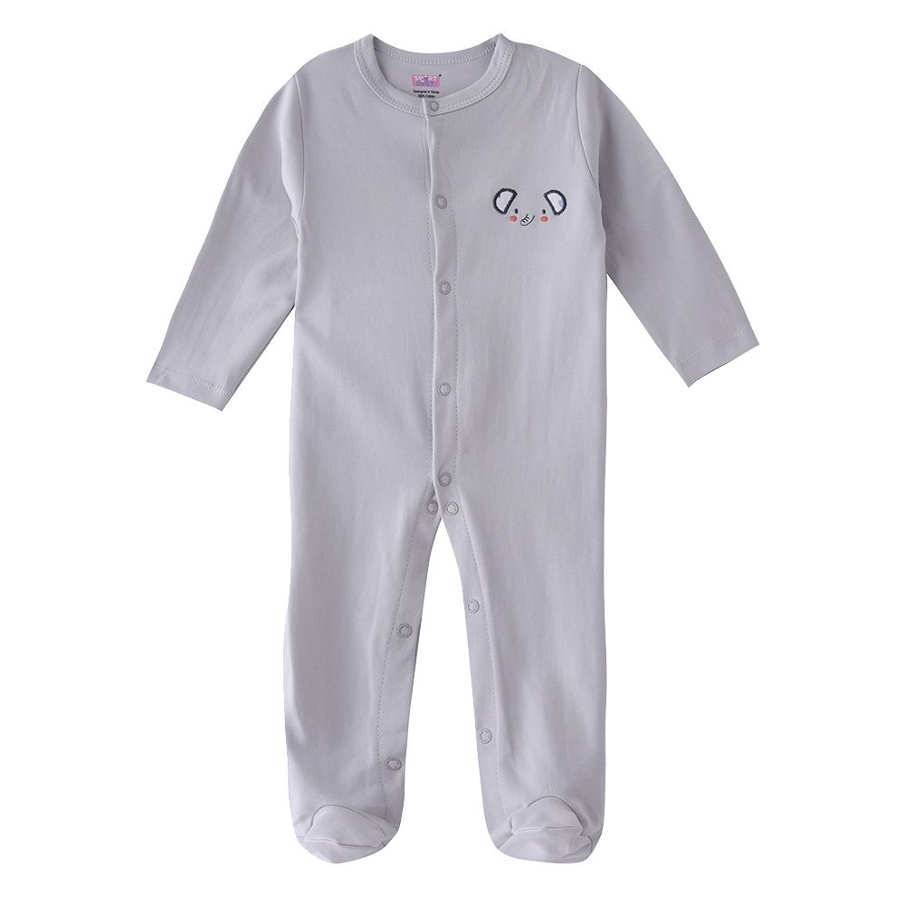 Smart Baby - Baby Boy Closefeet Snap Button Sleepsuit - Grey