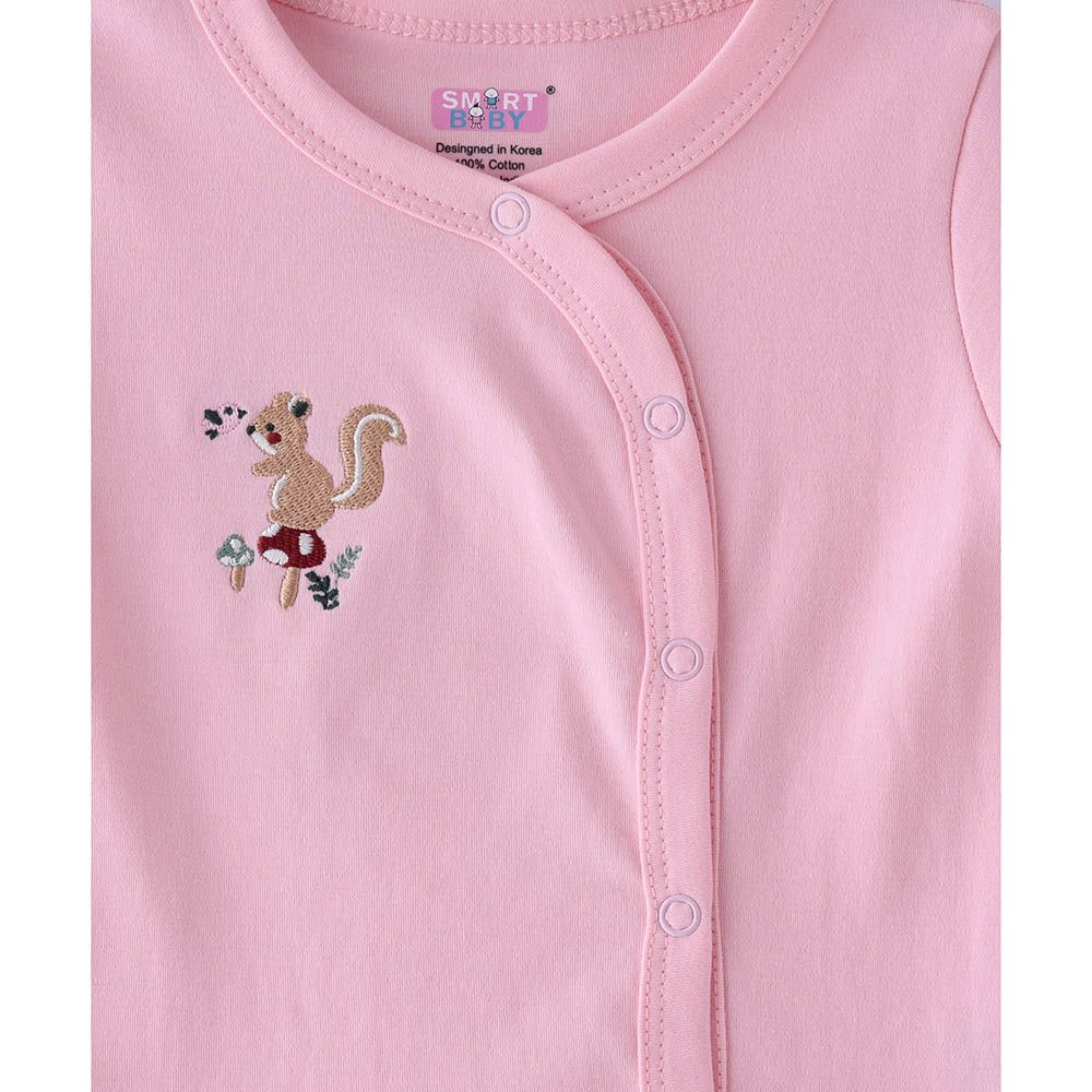 Smart Baby - Baby Girl Short Sleeve Front Open Top - Pink