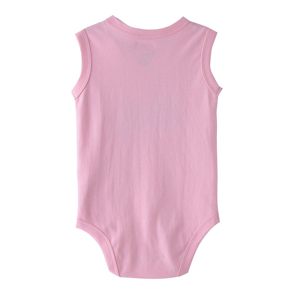 Smart Baby - Baby Girl Placement Embroidery Sleeveless Bodysuit - Pink