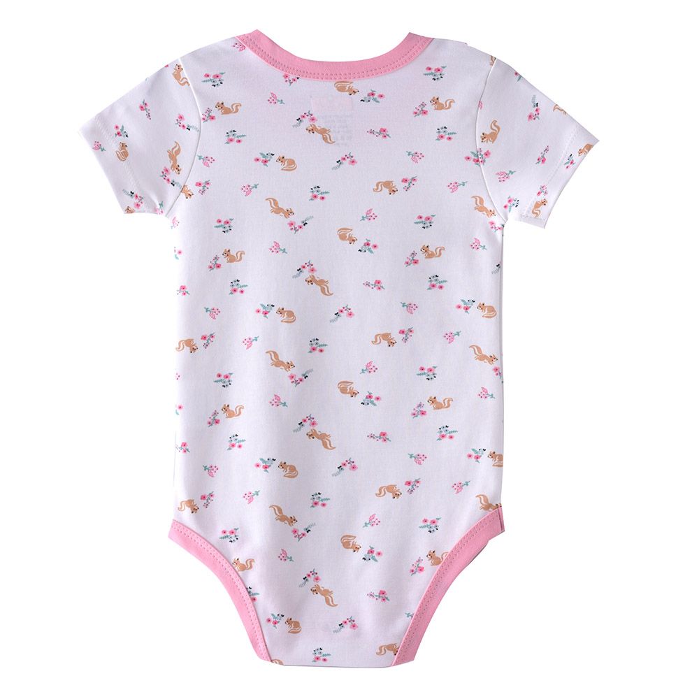 Smart Baby - Baby Girl Printed Short Sleeve Bodysuit - White