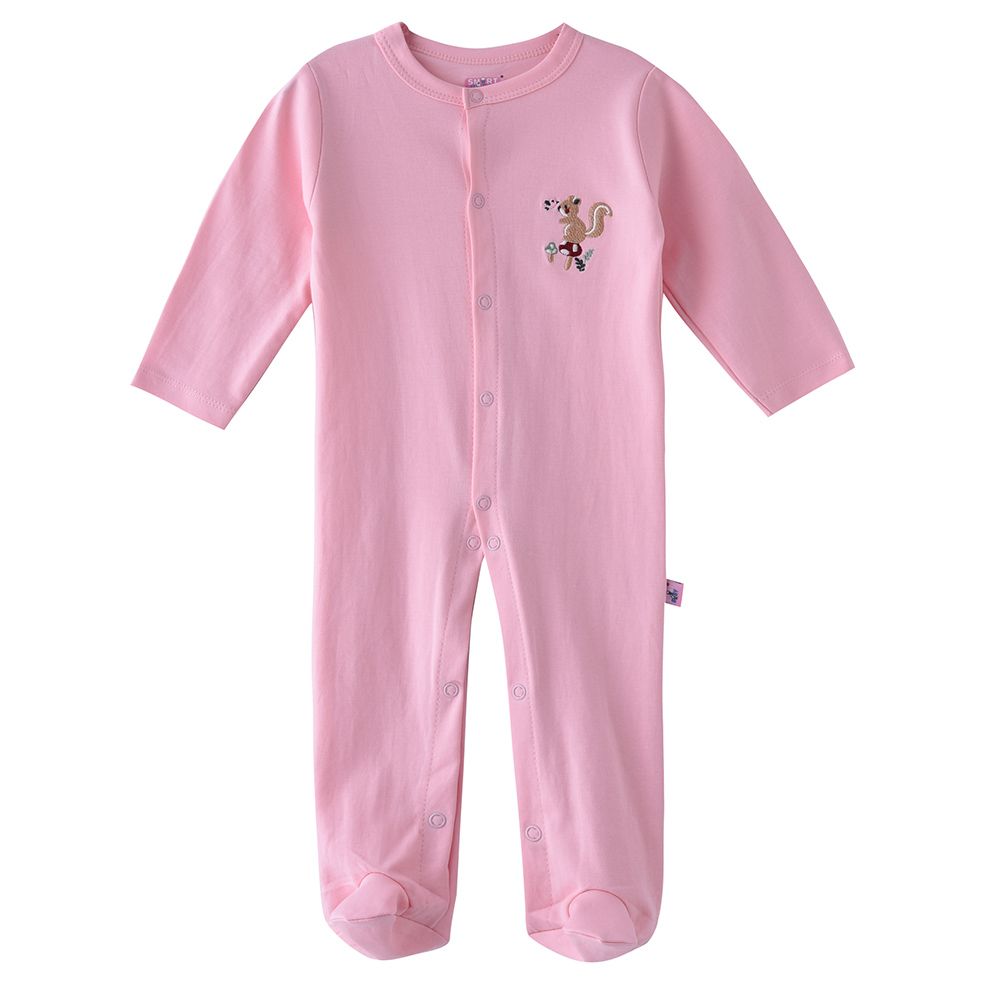 Smart Baby - Baby Girl Closefeet Snap Button Sleepsuit - Pink