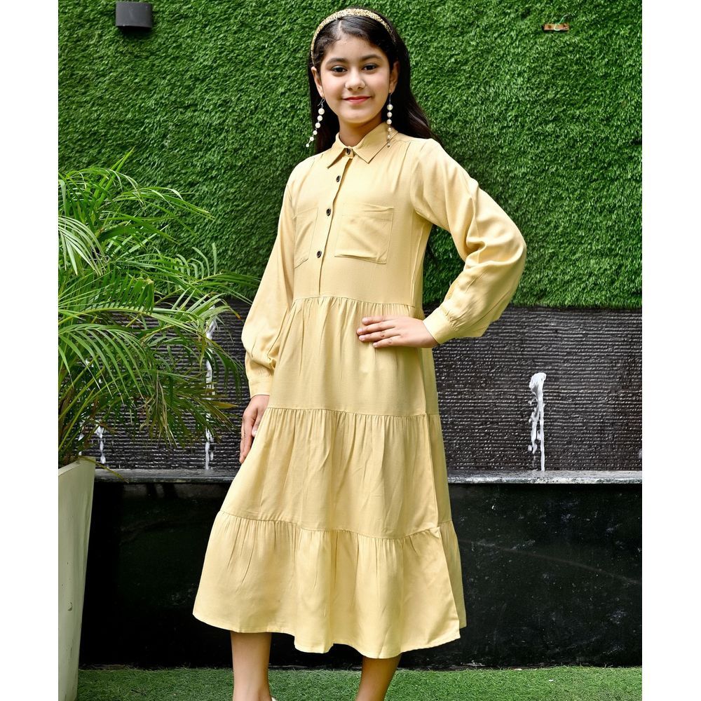 Flower Girl - Girl Plain Dress - Gold