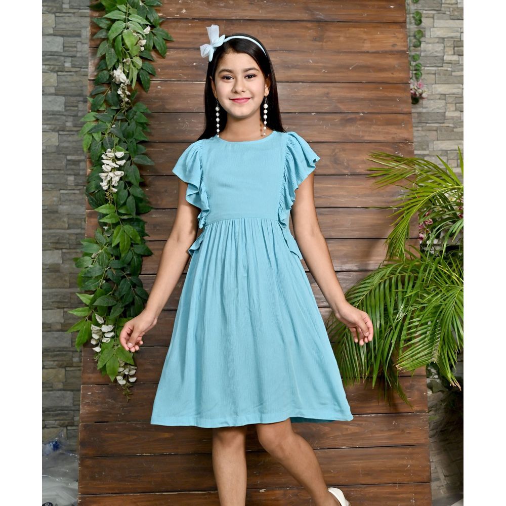 Flower Girl - Girl Plain Dress - Sky Blue