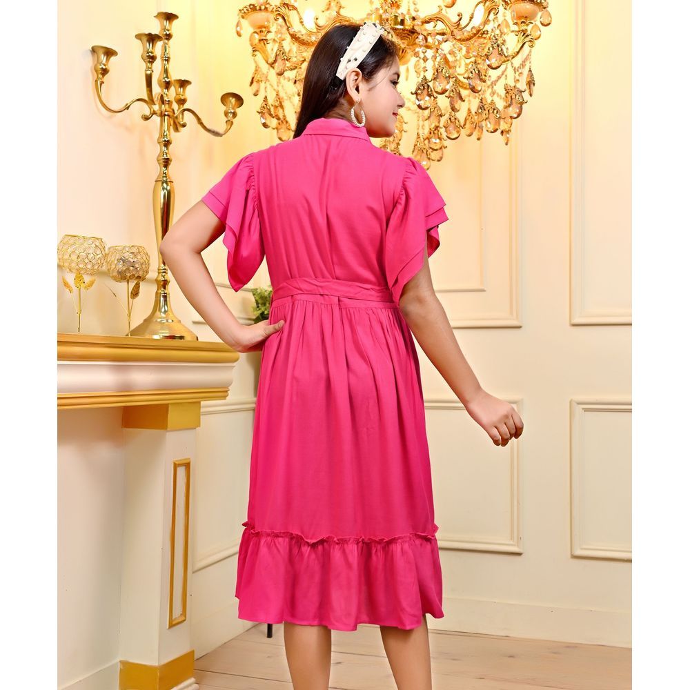 Flower Girl - Girl Plain Dress - Fuchsia