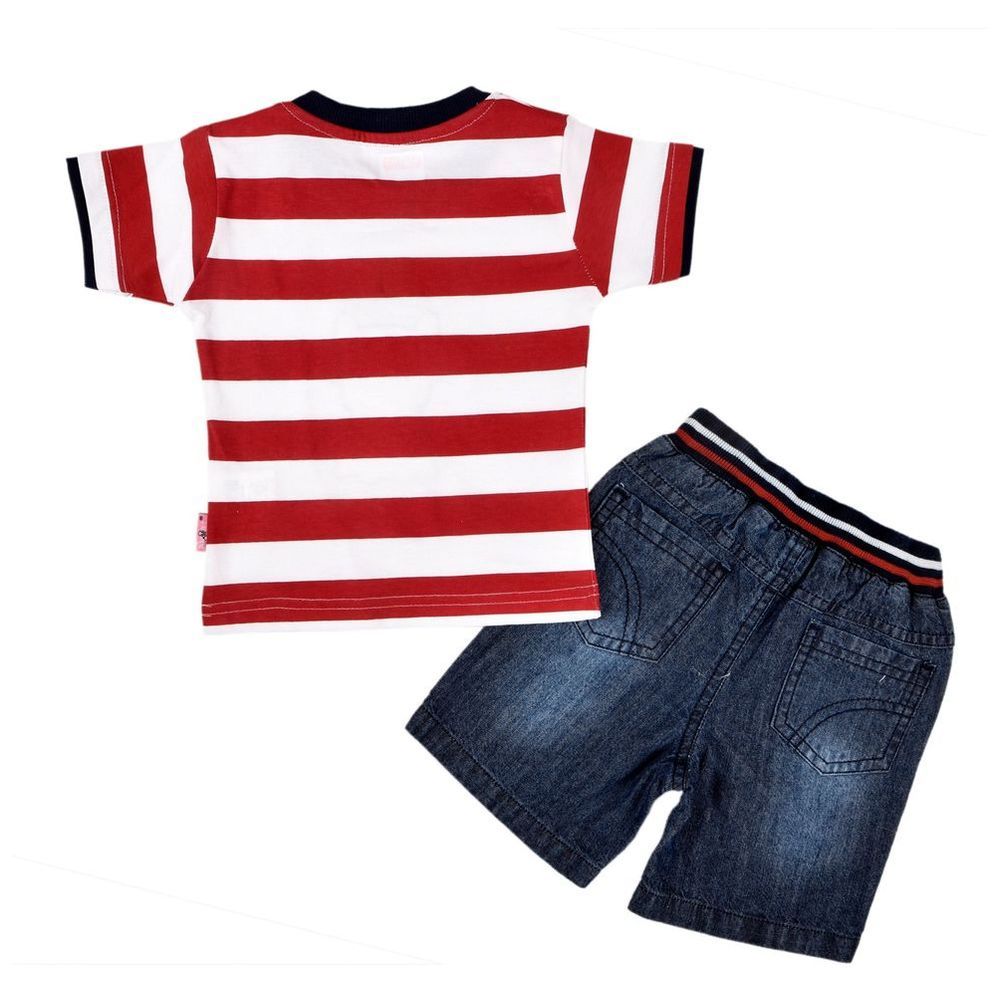 Smart Baby - 2pc-Set - Cotton T-Shirt & Bermuda - Red/Blue