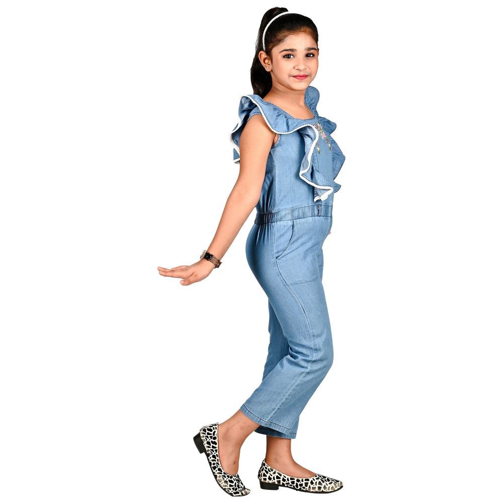 Flower Girl - Girl Long Jumpsuit - Blue