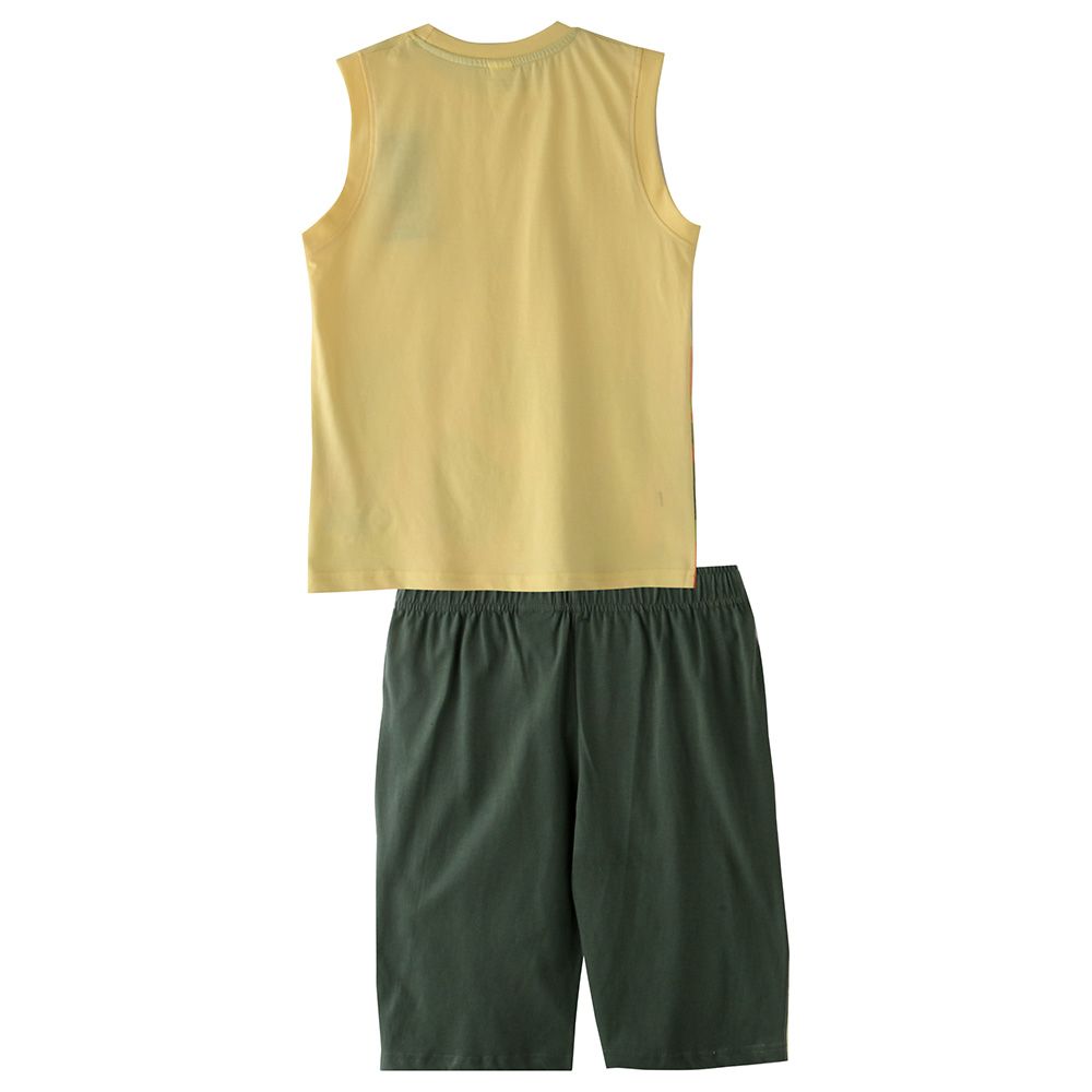 Genius - 2pc-set - Boy sleeveless T-shirt and Bermuda - Yellow/Olive