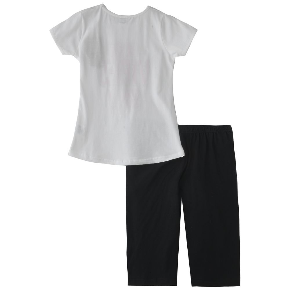 Genius - 2pc-Set - Girl Half Sleeves Top & Capri - White/Black