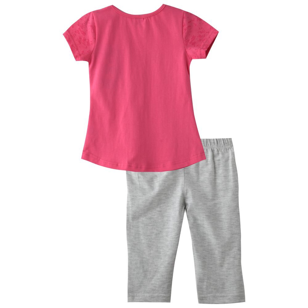 Genius - 2pc-Set - Girl Half Sleeves Top & Capri - Cranberry