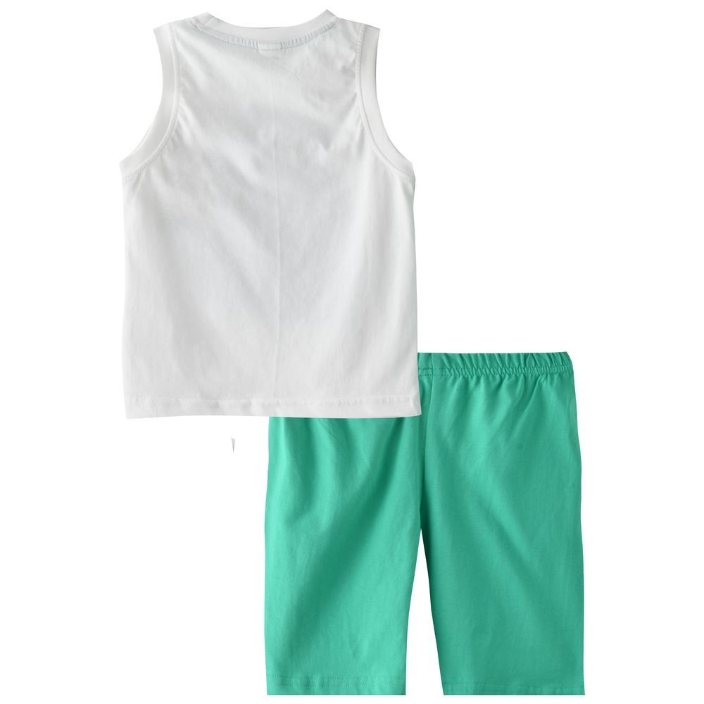 Genius - 2pc-Set - Boy Sleeveless T-Shirt & Bermuda - White/Green