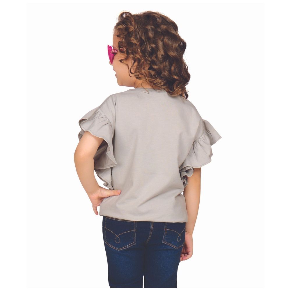 Little Kangaroos - Girl Sequins Sea Horse Top - Grey