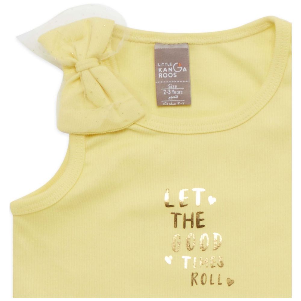 Little Kangaroos - Girl Sleeveless T-Shirt - Lemon