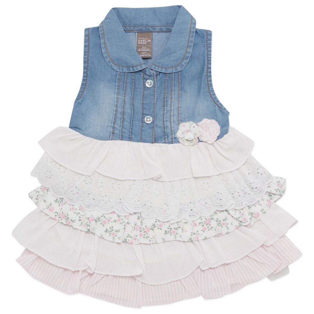 Little Kangaroos - Baby Girl Denim Dress - Light Blue