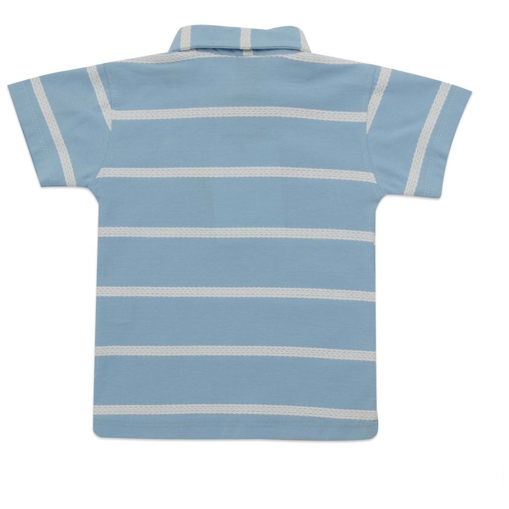 Little Kangaroos - Boy Collar Neck T-Shirt - Sky Blue