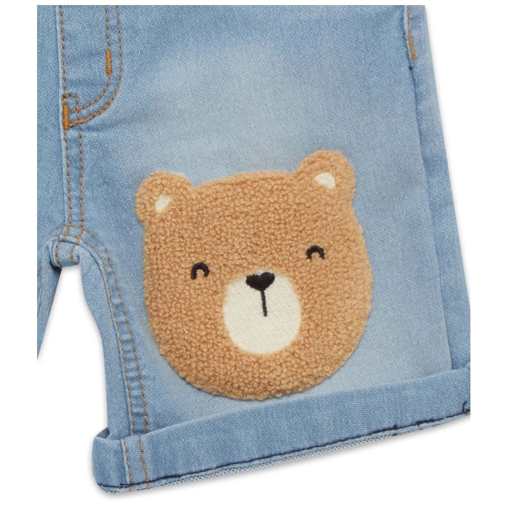 Little Kangaroos - Baby Boy Faded Denim Shorts - Light Blue