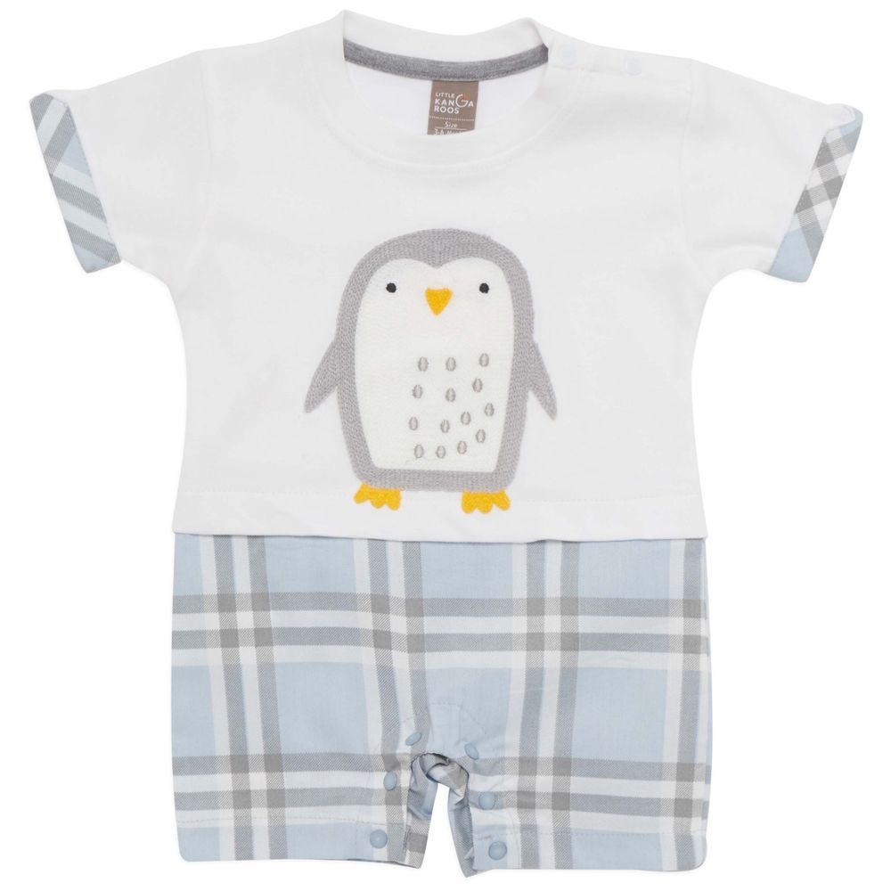 Little Kangaroos - Baby Boy Romper - Sky Blue/White