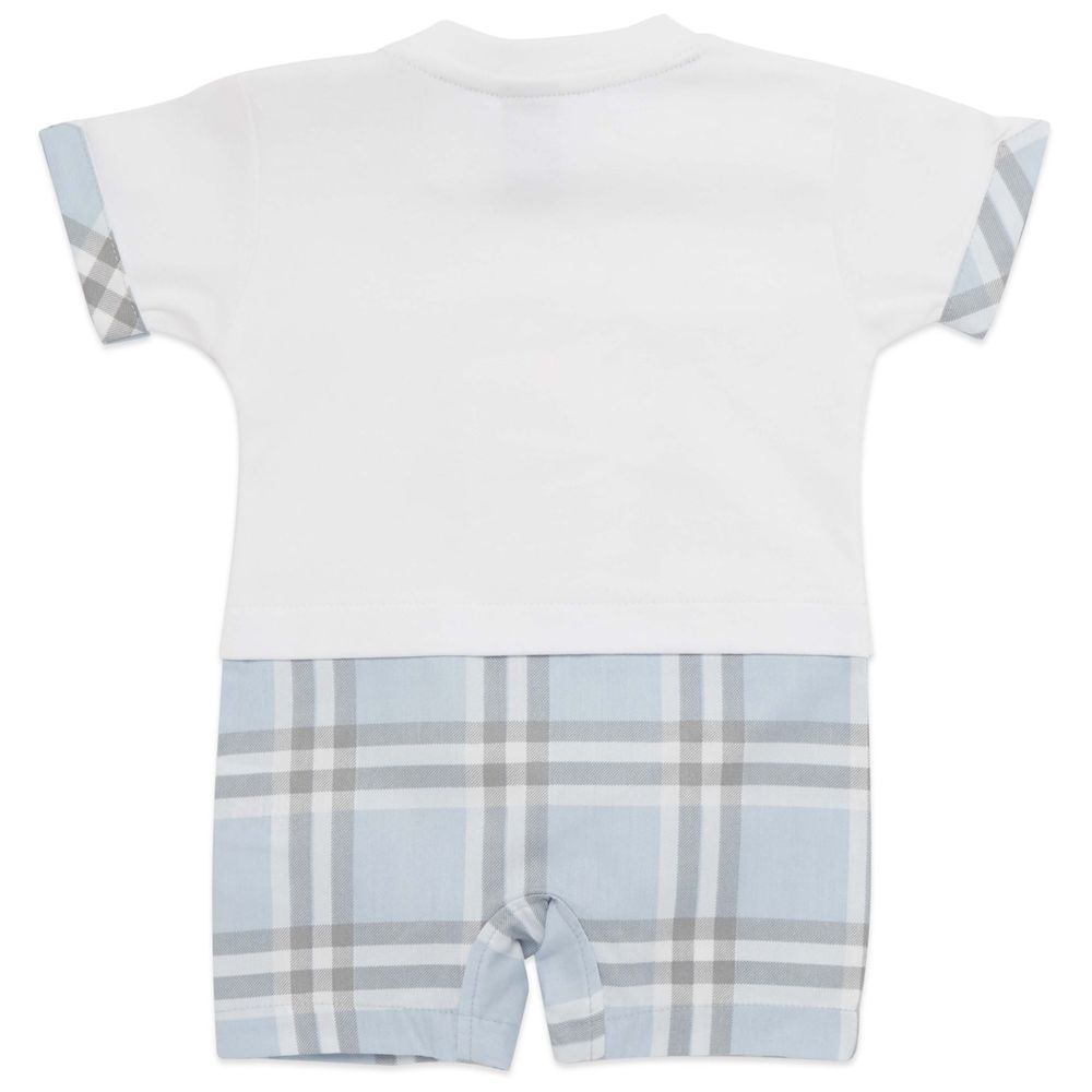 Little Kangaroos - Baby Boy Romper - Sky Blue/White