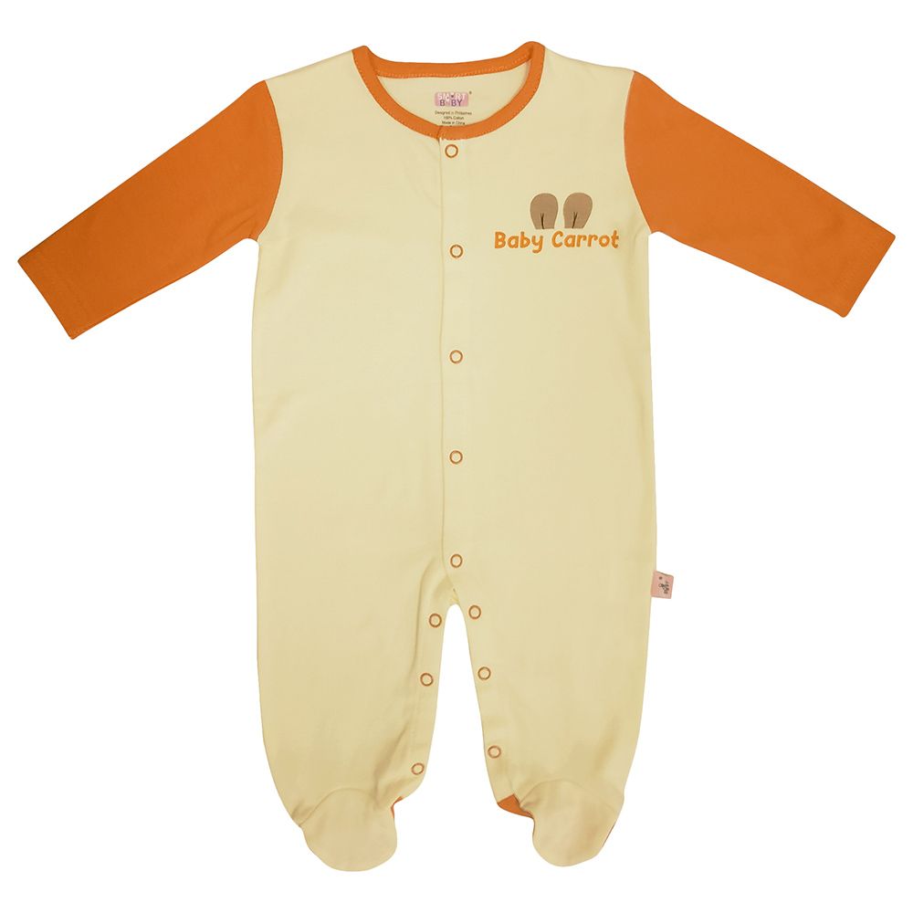 Smart Baby - Baby Boy Footed Sleepsuit - White/Orange