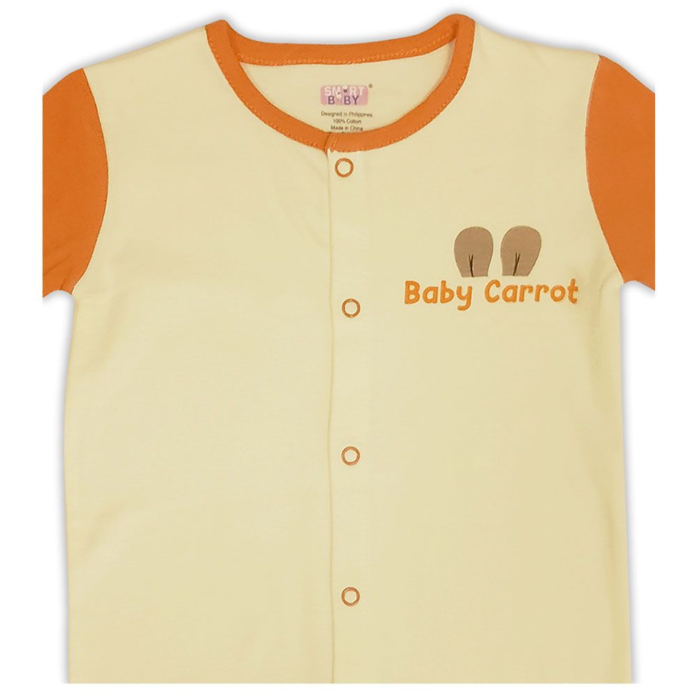 Smart Baby - Baby Boy Footed Sleepsuit - White/Orange