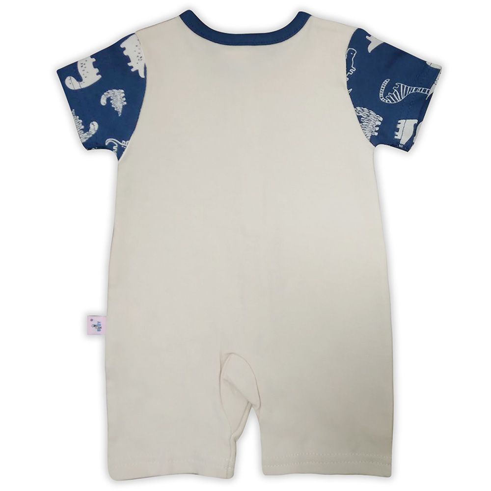 Smart Baby - Baby Boy Short Sleeves Romper - White/Navy