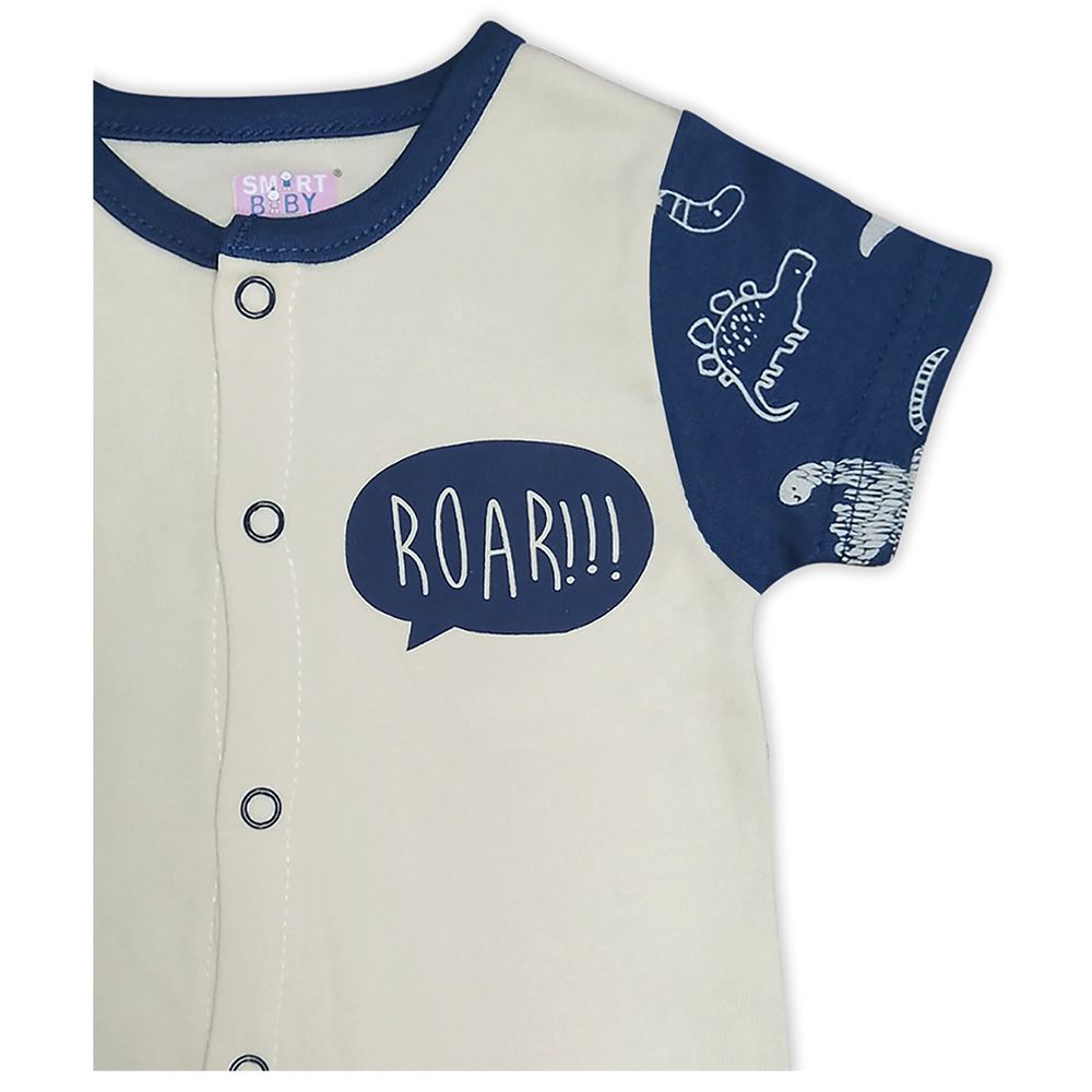 Smart Baby - Baby Boy Short Sleeves Romper - White/Navy