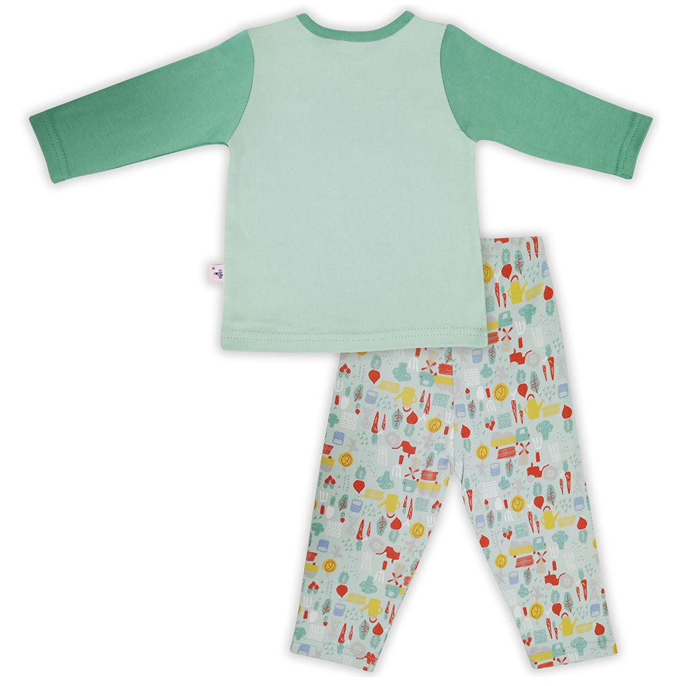 Smart Baby - 2pc-Set - Baby Boy T-Shirt And Pajama Suit - Mild Green