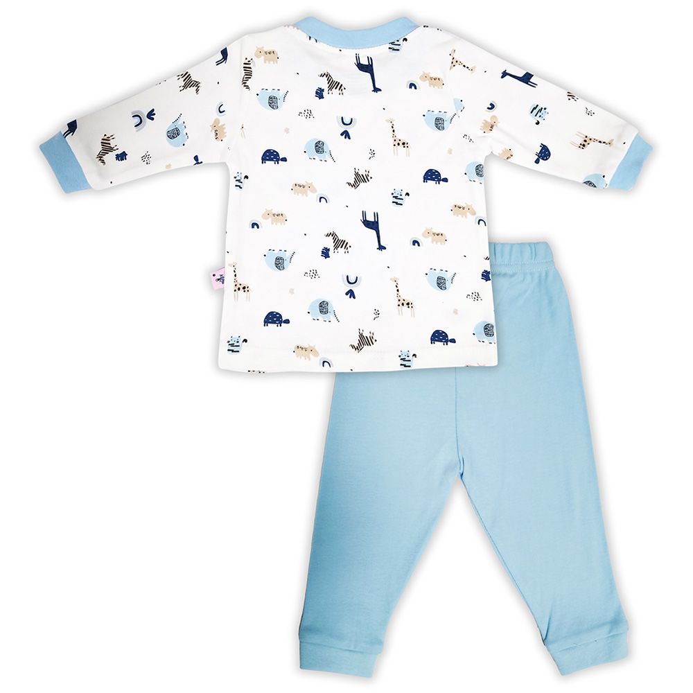 Smart Baby - 2pc-Set - Baby Boy T-Shirt And Pajama Suit - White/Blue