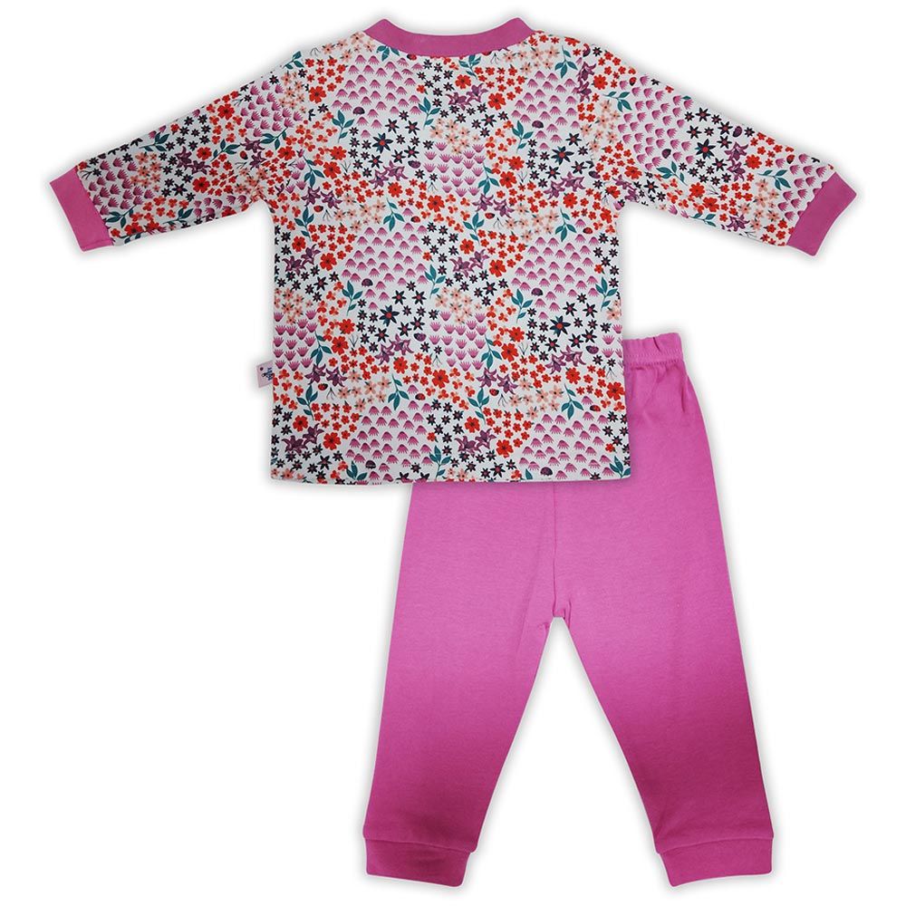 Smart Baby - 2pc-Set - Baby Girl T-Shirt And Pajama Suit - Purple Floral