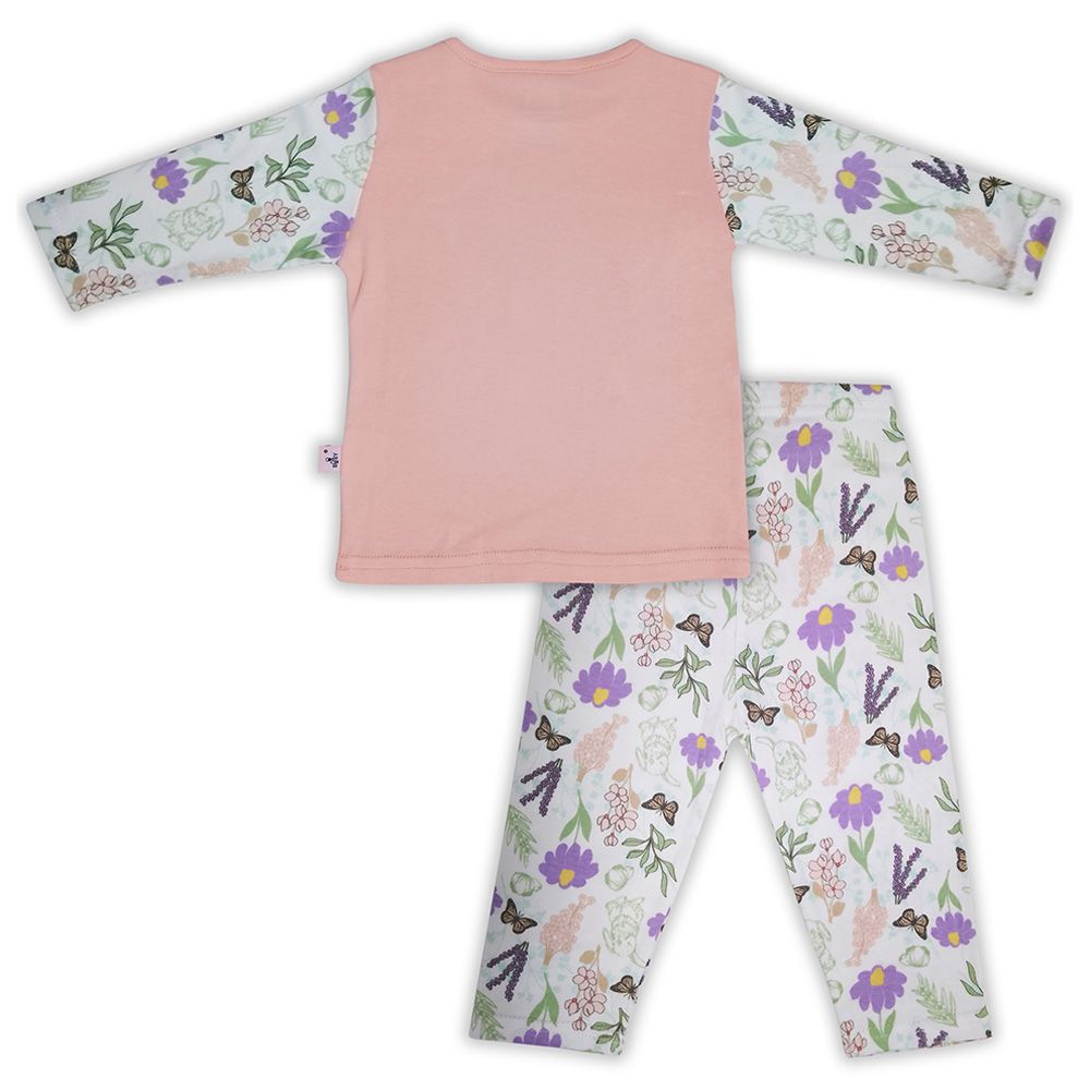 Smart Baby - 2pc-Set - Baby Girl T-Shirt And Pajama Suit - Pink