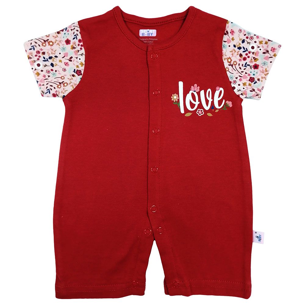 Smart Baby - Baby Girl Short Sleeves Romper - Red