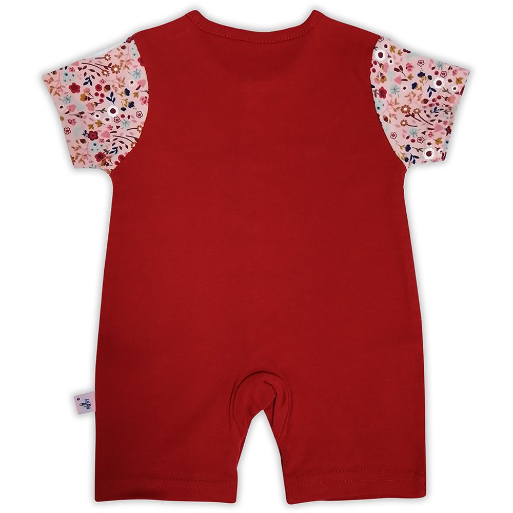 Smart Baby - Baby Girl Short Sleeves Romper - Red