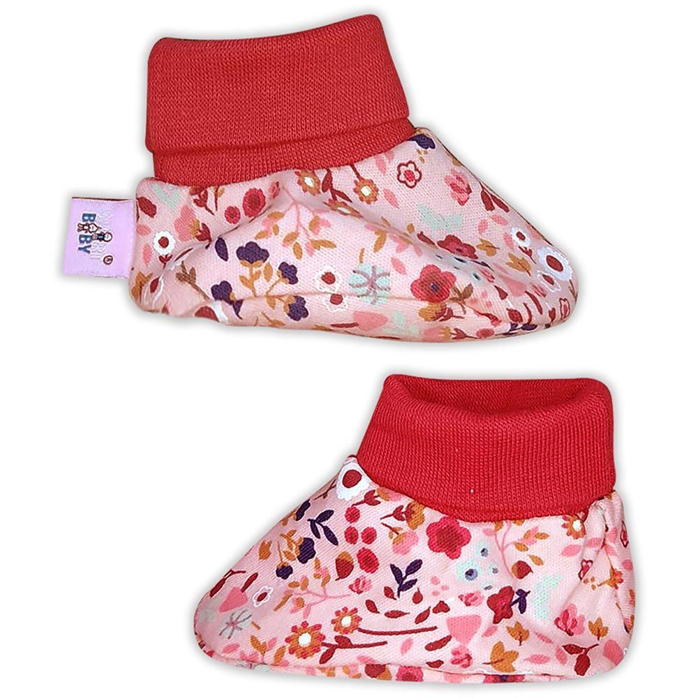 Smart Baby - Baby Girl Printed Booties - Red