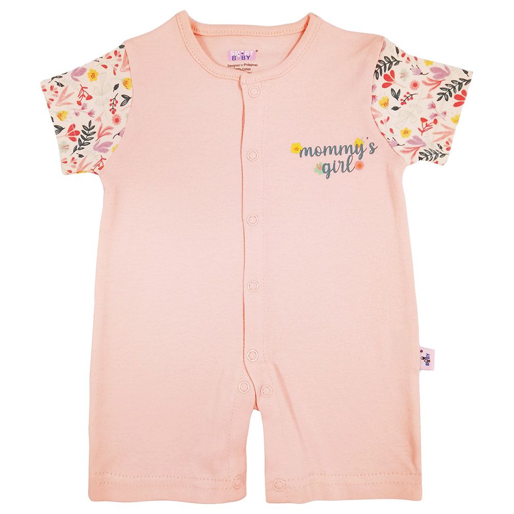 Smart Baby - Baby Girl Short Sleeves Romper - Rose Pink