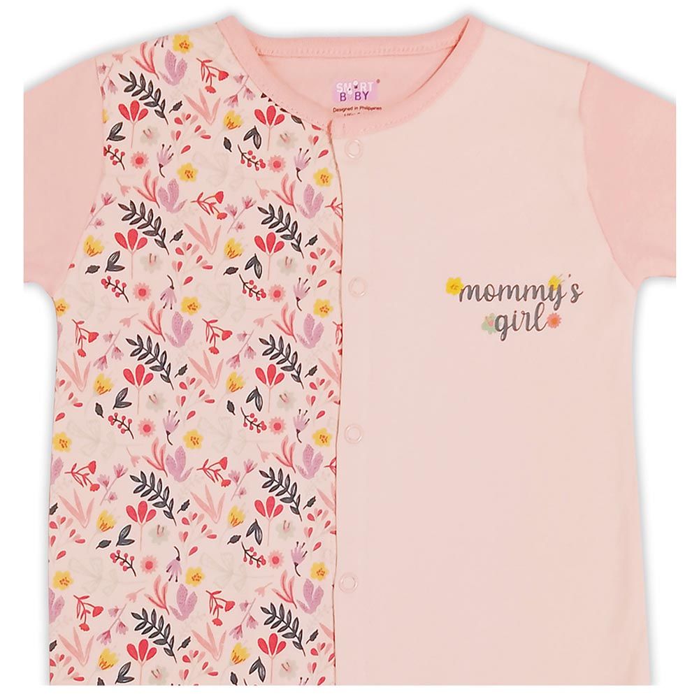 Smart Baby - Baby Girl Footed Sleepsuit - Rose Pink